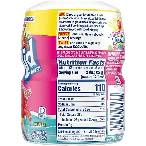 Kool-Aid Drink Mix, Sharkleberry Fin, 19 Ounce Container, Pack of 3