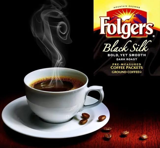 Folger Black Silk Dark Roast Ground Coffee (40.3 oz) - Bundle Includes AYCB Distribution 15ml Measuring Scoop