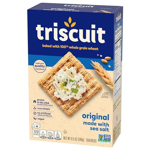 Triscuit Original Whole Grain Wheat Crackers, Vegan Crackers, Healthy Snacks, Bulk Lunch Snacks, 12 - 8.5 oz Boxes