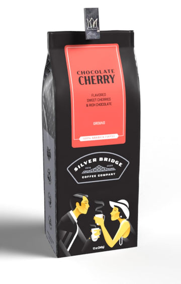 Silver Bridge Coffee Flavored Chocolate Cherry Medium Roast 12oz Ground Coffee for Drip Coffee Machines