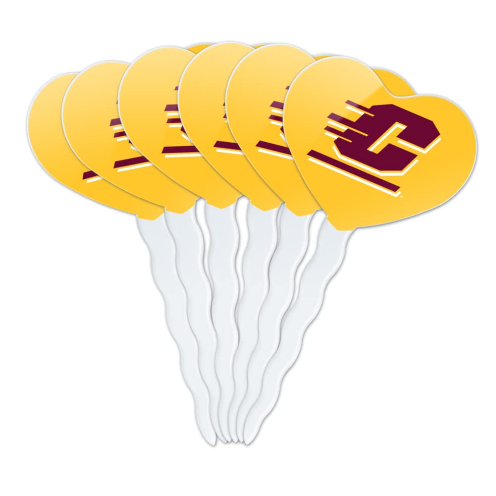 GRAPHICS & MORE Cupcake Picks Set of 6, Heart Decoration, Acrylic, One Size, Central Michigan University