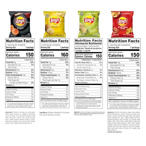 Lay'S Potato Chips, Classic Chips Variety Pack, 1 Ounce (Pack Of 40)