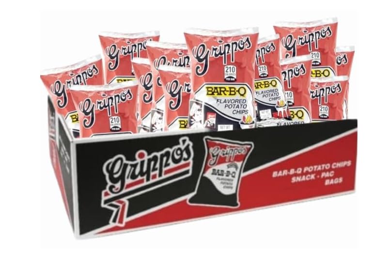 Grippos BBQ Potato Chips 12-Pack  1.5 Ounce Individual Bags  Includes GreenZep Sticker