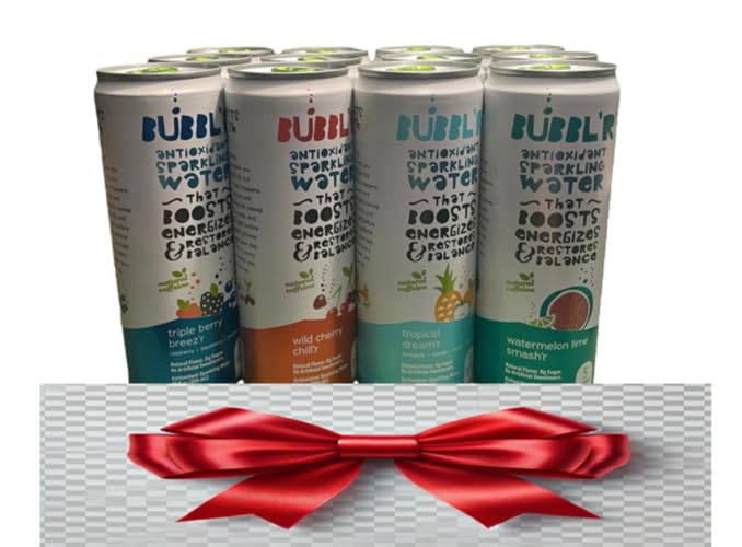 Generic Bubblr Antioxidant Sparkling Water Variety Pack, Triple Berry, Wild Cherry, Tropical, Watermelon Lime, 12 Fl Oz, Pack of 12