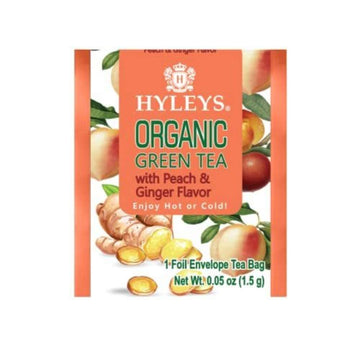 Hyleys Organic Green Tea Peach And Ginger Flavor - 25 Tea Bags