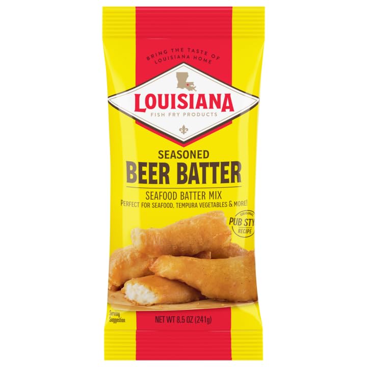 Louisiana Fish Fry Beer Batter Mix, 8.5 oz, Pack of 12, Perfect for Frying