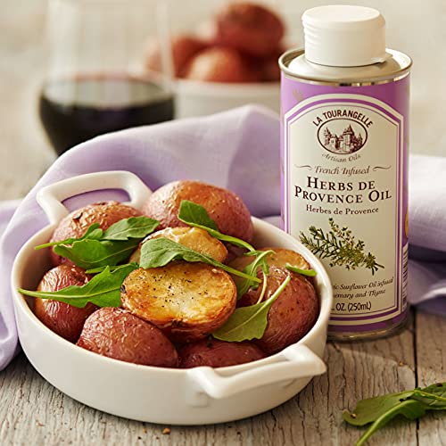 La Tourangelle Herbs De Provence Infused Sunflower Oil, High-Oleic Oil For Cooking, Vinaigrettes & Dipping Sauces, 8.45 Fl Oz