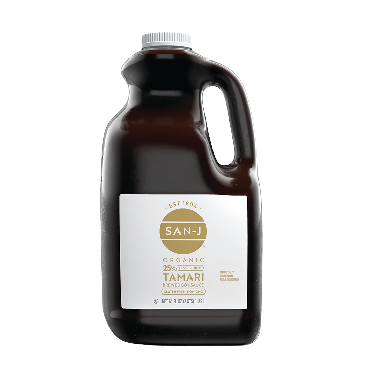 San-J - Organic Gluten Free Tamari Soy Sauce with 25% Less Sodium - Specially Brewed - Made with 100% Whole Soy - 64 oz. Bottle