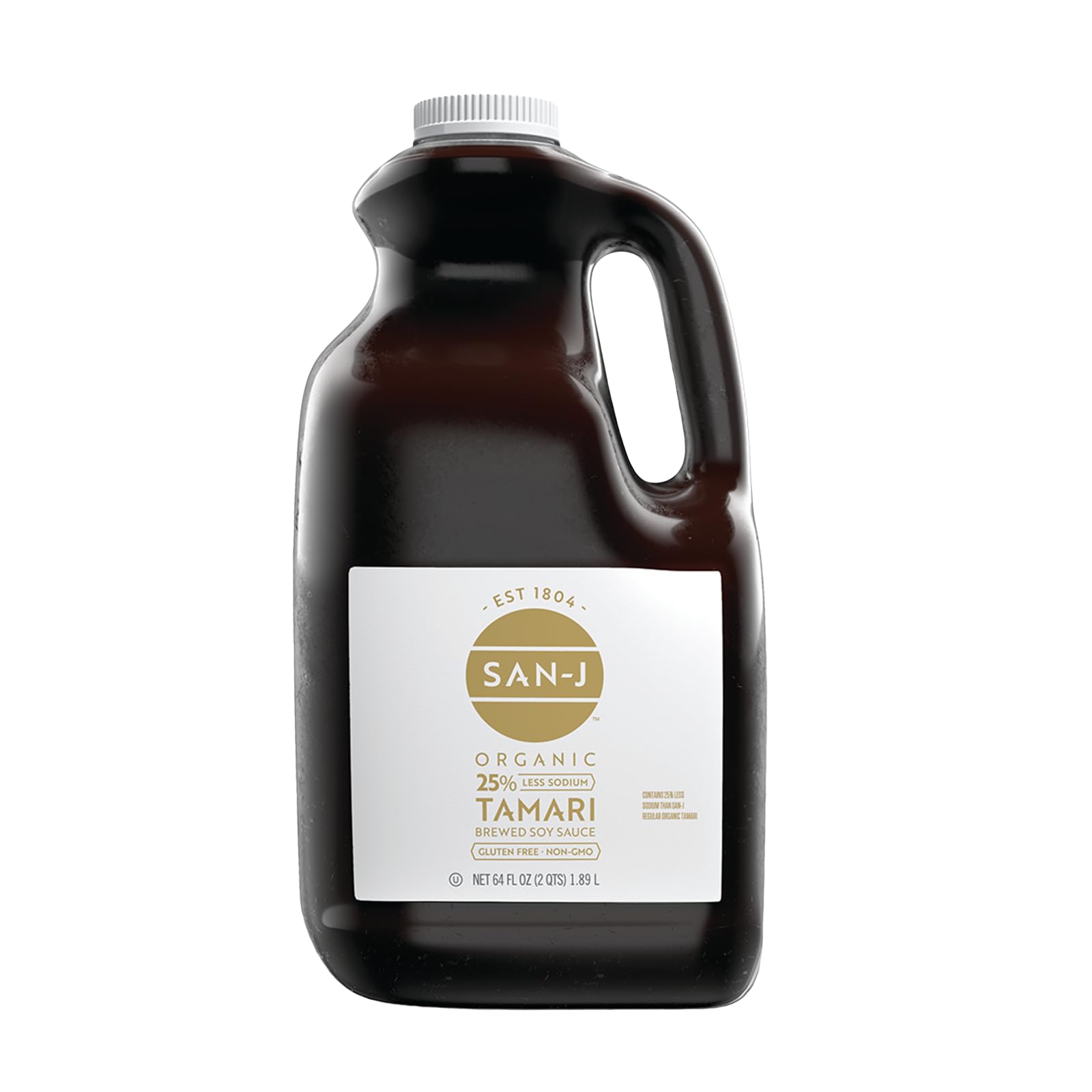 San-J - Organic Gluten Free Tamari Soy Sauce with 25% Less Sodium - Specially Brewed - Made with 100% Whole Soy - 64 oz. Bottle