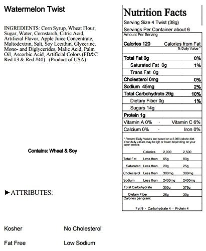 Watermelon Licorice Twists Pack of 3 - Fat-Free Old Fashioned Gourmet Watermelon Licorice - Soft & Chewy Texture with Bold Fresh