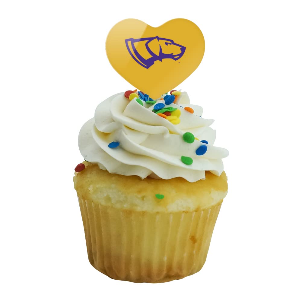 GRAPHICS & MORE Cupcake Picks Set of 6 - Acrylic, University of Wisconsin-Stevens Point Heart Love Design