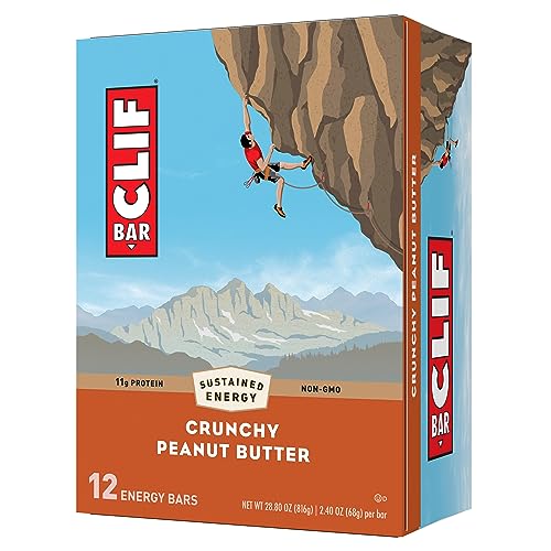 CLIF BAR  Crunchy Peanut Butter  Made with Organic Oats  Energy Bars  NonGMO  Plant Based Protein Bars (12 Pack)