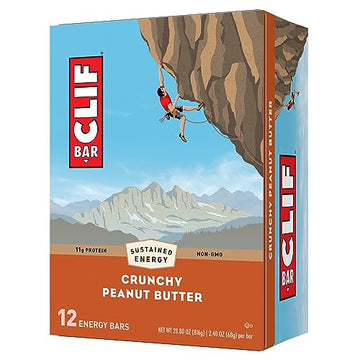 CLIF BAR  Crunchy Peanut Butter  Made with Organic Oats  Energy Bars  NonGMO  Plant Based Protein Bars (12 Pack)