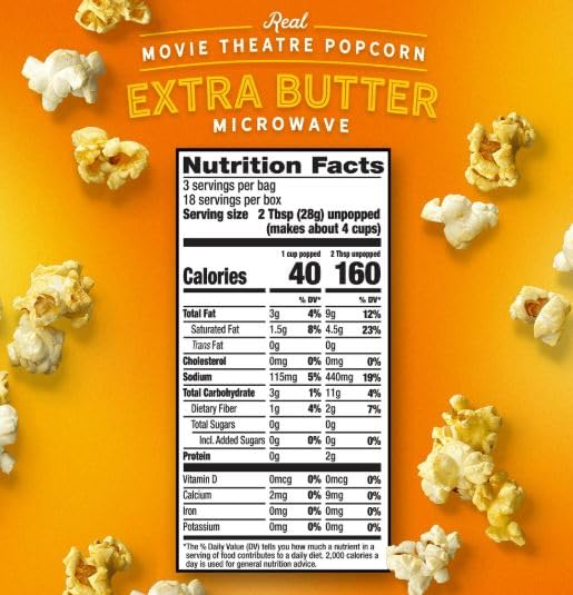AMC Theatres Extra Butter Microwave Popcorn | 6 Bags and Butter Topping Packets