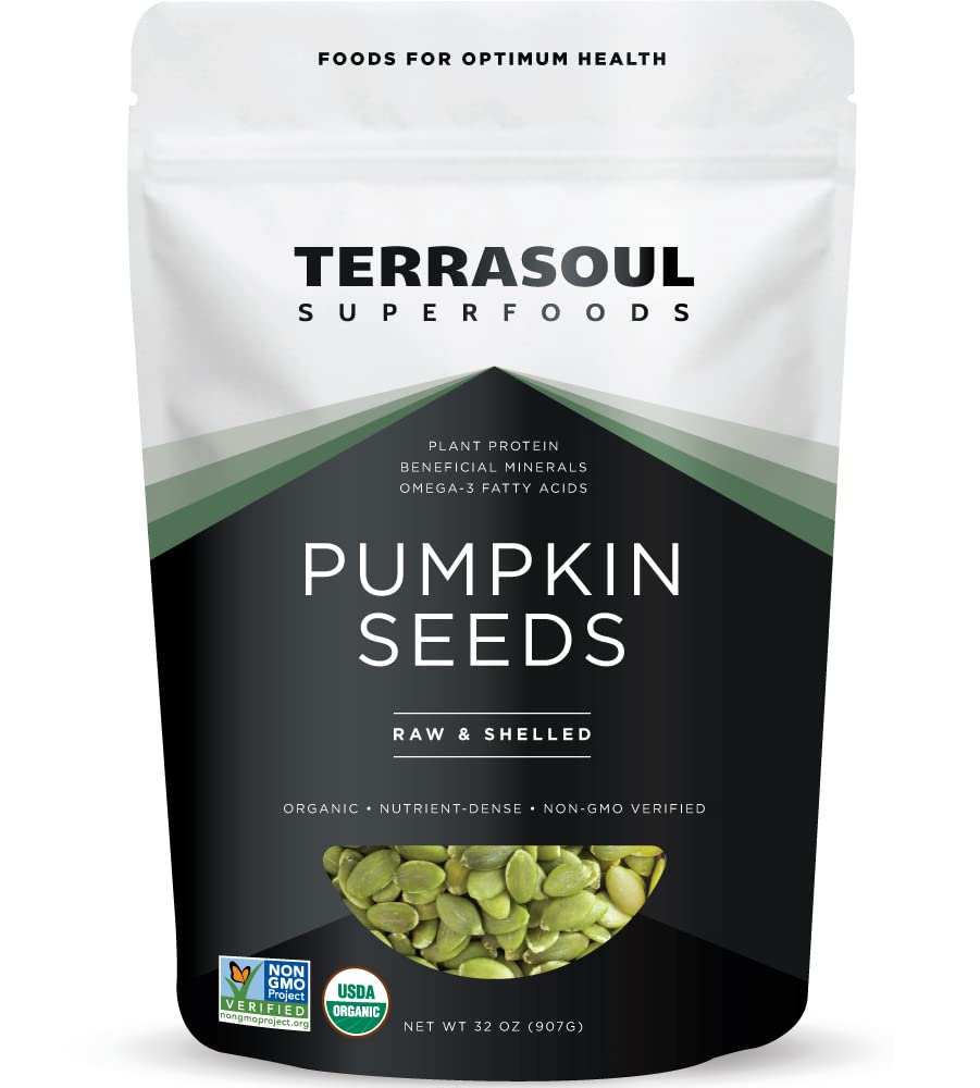 Terrasoul Superfoods Organic Pumpkin Seeds, Raw, Unsalted, 2 lbs