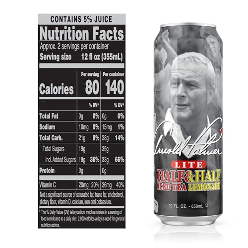 Arizona Arnold Palmer Half And Half - Big Can, 22 Fl Oz (Pack Of 12)