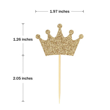 Crown Cupcake Toppers 48 Pcs Light Gold Glittery Princess Cake Picks For Baby Shower Birthday Party Decorations Supplies