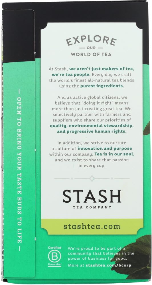 Stash Herbal Peppermint Tea, 20 Bags, Caffeine-Free, Natural Flavor