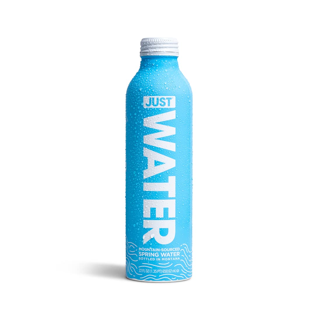 JUST Water  enhanced Pure Still Spring Water in an infinitely recyclable aluminum bottle- Naturally Alkaline  High 8.0 pH - Fully Recyclable canned water  22 Fl Oz (Pack of 12)