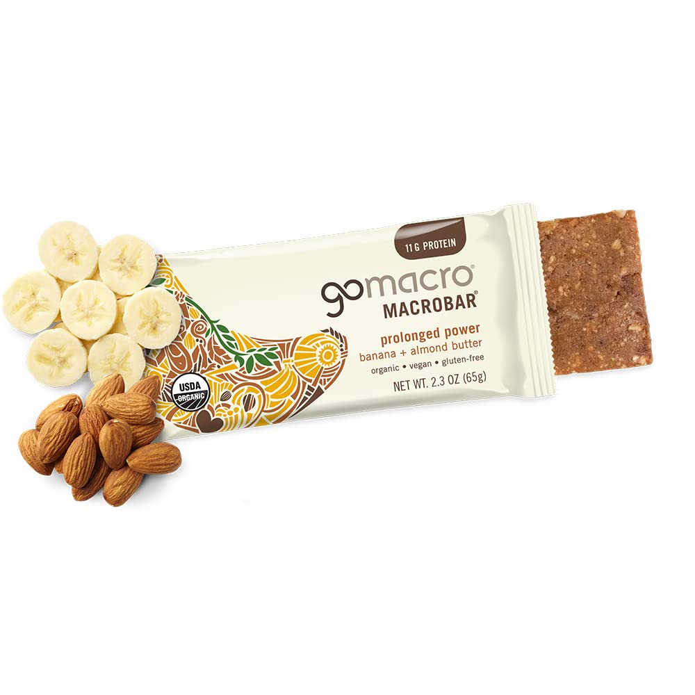 Gomacro Macrobar Organic Vegan Protein Bars - Banana + Almond Butter, 2.3 Ounce Bars, (Pack Of 12)