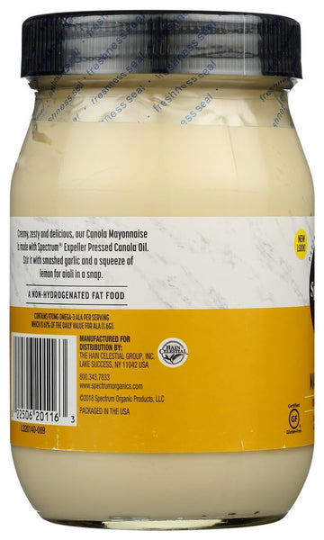 Spectrum Canola Mayonnaise, 16 Ounce - 12 per case.12