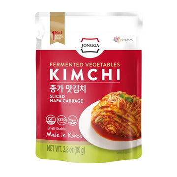 Jongga Spicy Napa Cabbage Kimchi (Pack Of 8), Shelf Stable Mat Kimchi, Spicy Korean Authentic Fermented Pickled Cabbaged Kimchi,