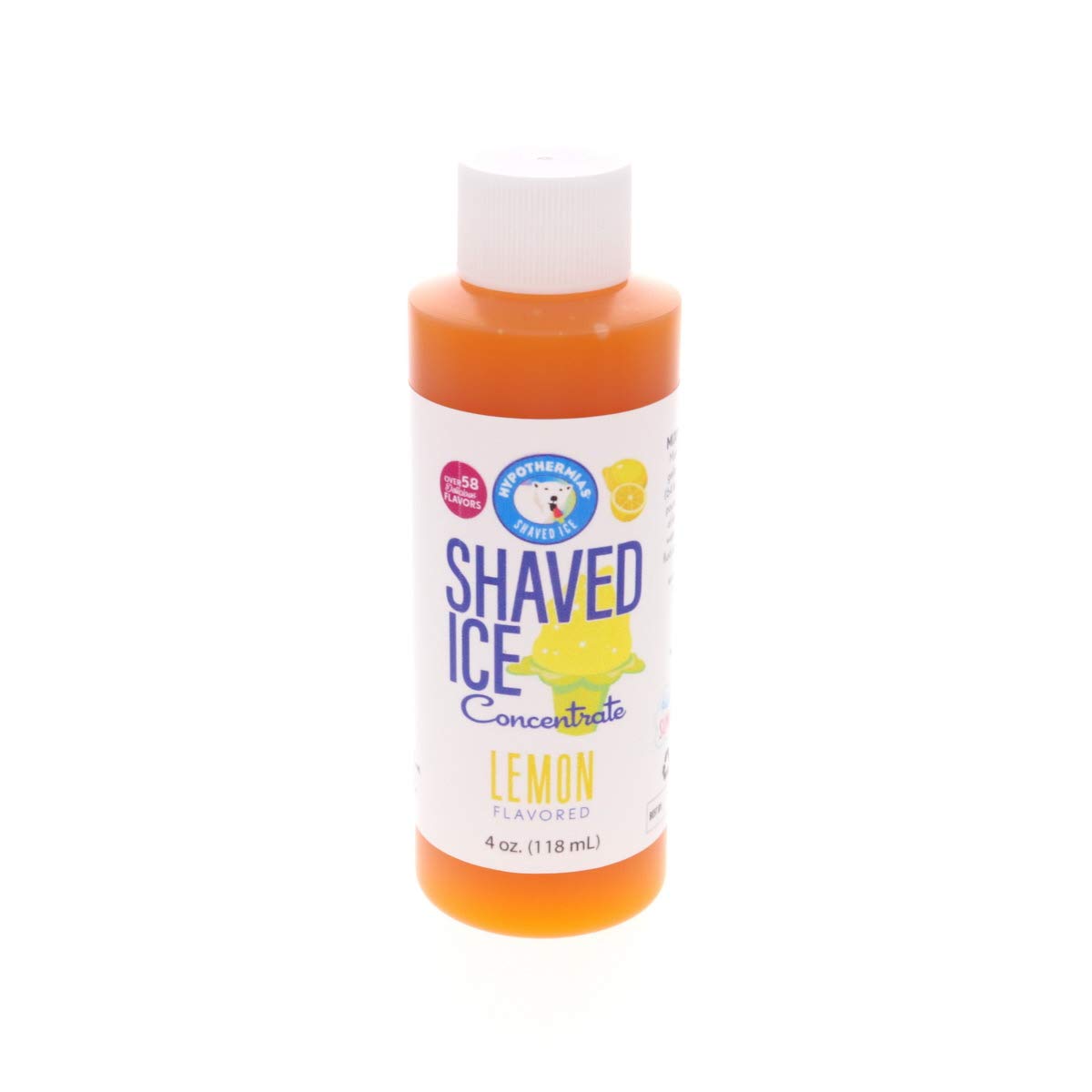 Hypothermias Shaved Ice and Snow Cone Syrup Unsweetened Flavor Concentrate - 4 Fl Oz - Makes 1 Gallon of Ready to Use Syrup - Le