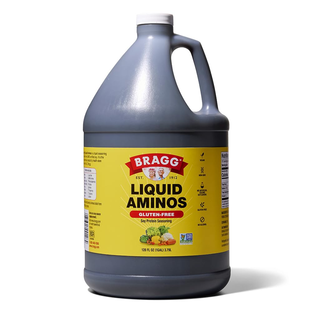 Bragg Liquid Aminos All Purpose Seasoning - Soy Sauce Alternative - Gluten Free, No GMOs, Kosher Certified, 1 Gallon