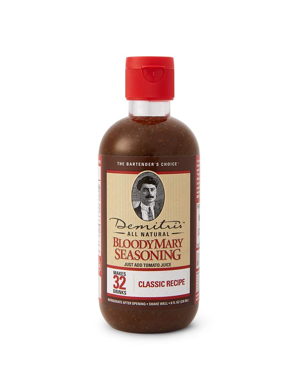 Demitris Bloody Mary Seasoning Classic Recipe - 8oz Bottle - Bold Flavor - Perfect for Brunch & Cocktails - Red
