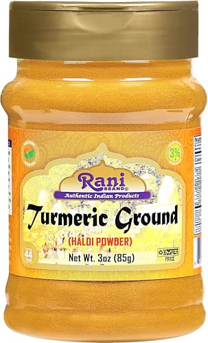 Rani Turmeric (Haldi) Root Powder Spice, (High Curcumin Content) 3Oz (85G) Pet Jar All Natural 100 Pure, Salt Free Vegan Gluten