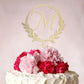Vinisong Wooden Cake Topper, Personalized Initial Letter M, Golden Wreath Decoration for Birthdays and Weddings, Model JHN20092901