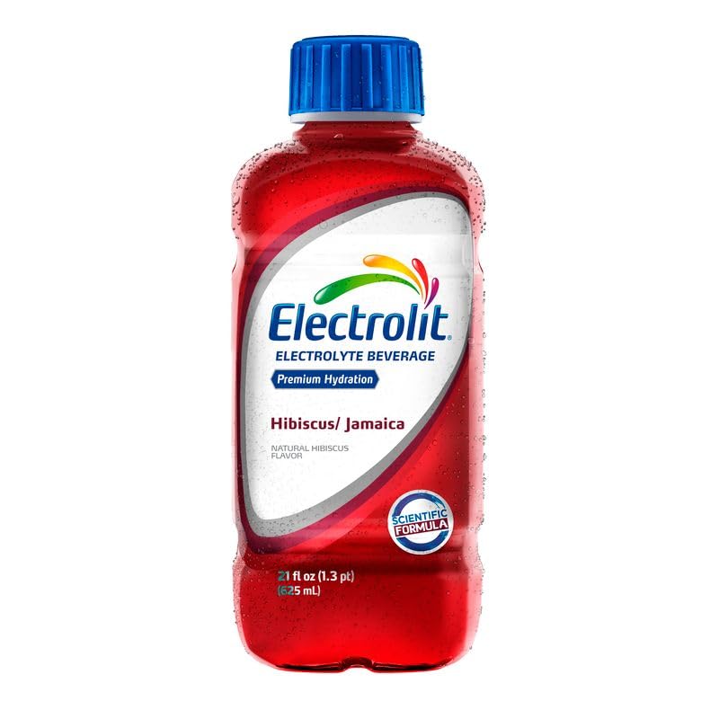 Electrolit Electrolyte Hydration & Recovery Drink, 21Oz, Hibiscus/Jamaica, 12 Pack
