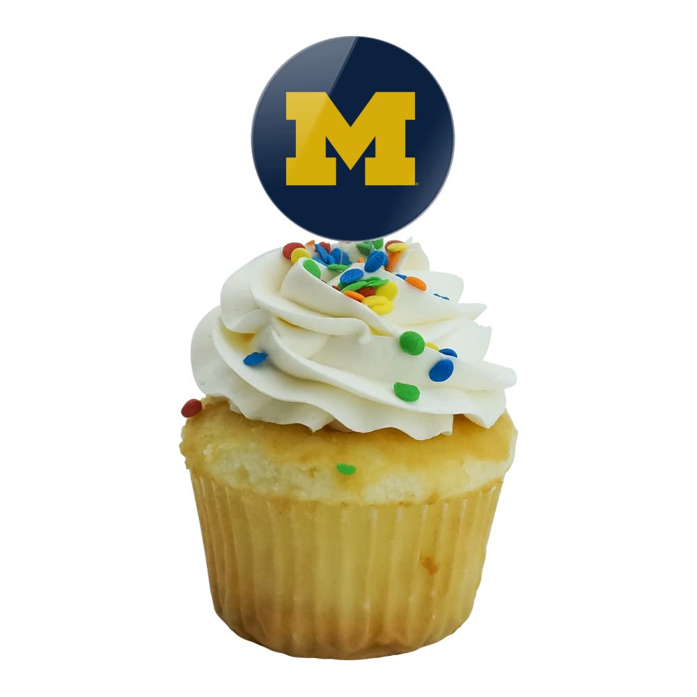 University Of Michigan Primary Logo Cupcake Picks Toppers Decoration Set Of 6