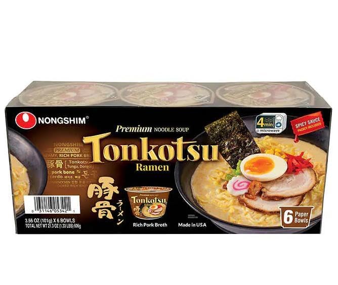 Nongshim Premium Noodle Soup Tonkotsu Ramen 3.56 Oz (Pack Of 6)