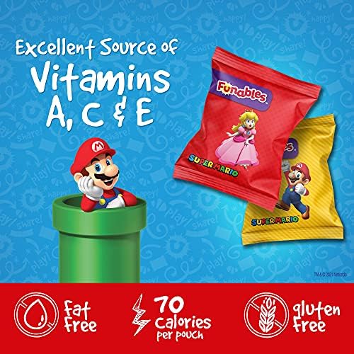 Funables Fruity Snacks, Super Mario, Assorted Fruit, Flavored Snacks, 0.8Oz 22 Count