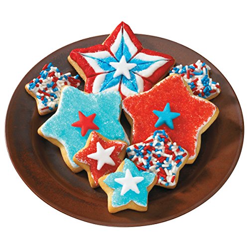 Mini Red, White, And Blue Star Edible Sugar Cake Toppers, 24 Count
