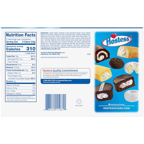 Hostess Ding Dongs Snack Cakes, Chocolate Flavor, 12.7 oz. Box, 10 Count