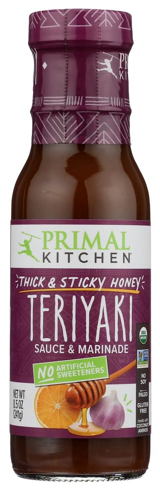 Primal Kitchen Thick & Sticky Honey Teriyaki Sauce & Marinade, No Artificial Sweeteners, Paleo Friendly, USDA Certified Organic,