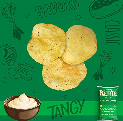 Kettle Brand Potato Chips, Sour Cream And Onion, 5 Ounce (Pack Of 15)