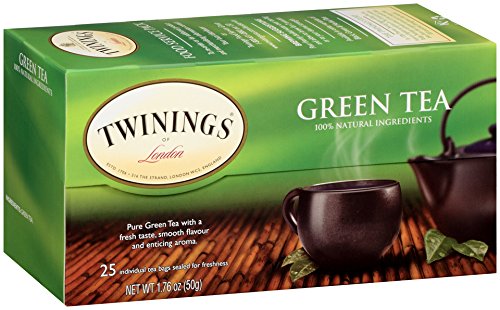 Twinings Pure Green Tea, Individually Wrapped Bags, 25 Count Pack Of 6, Smooth Flavour, Enticing Aroma, Caffeinated