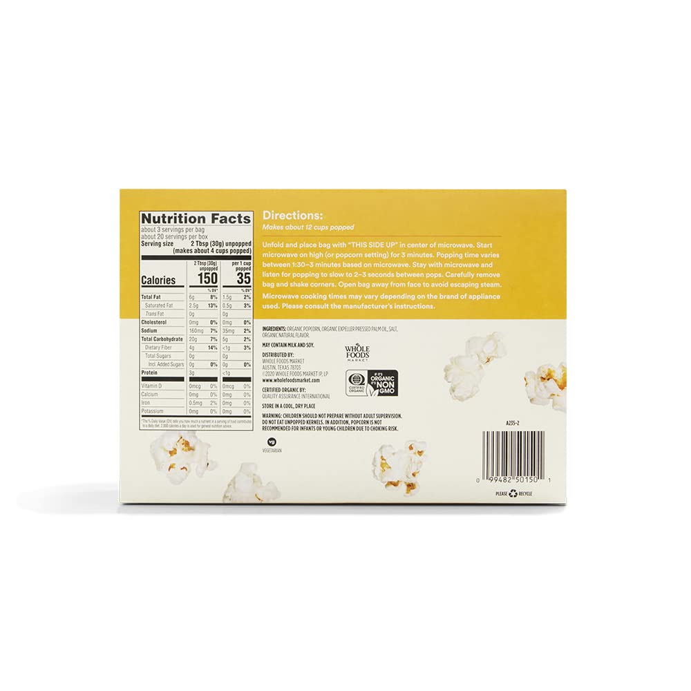 365 By Whole Foods Market, Organic Microwave Popcorn, 21 Ounce