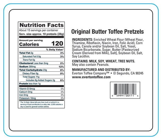 Everton Original Butter Toffee Pretzels: Gourmet Artisan Butter Toffee Covered Pretzels, Made In Small Batches For That Rich Sma