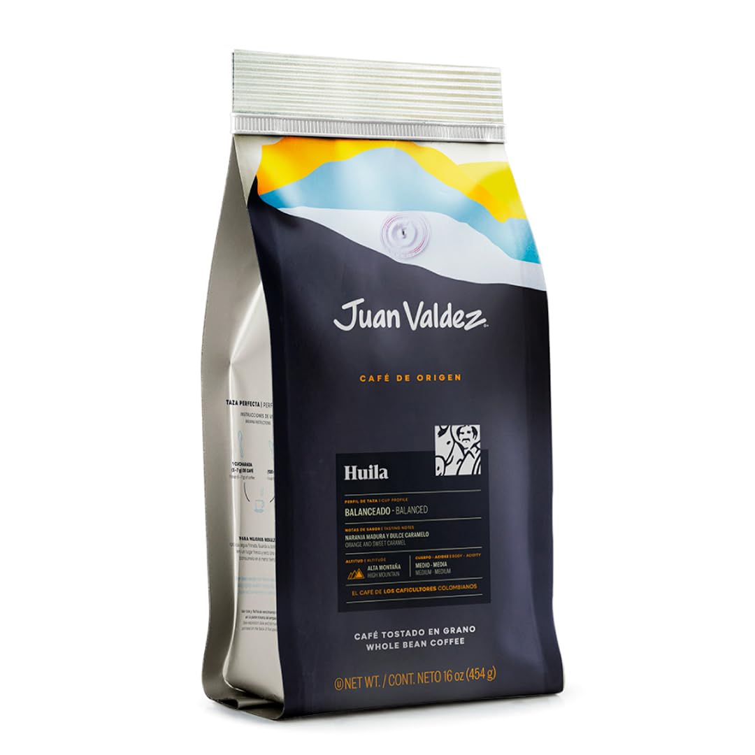 Juan Valdez Huila Single Origin Whole Bean, Balanced Roast 16 Oz - Premium Colombian Coffee
