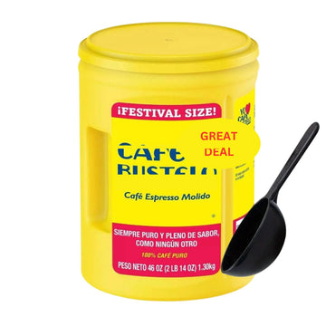BusteLo ' Dark Roast Ground Coffee, Espresso Style, 46 Ounces with Coffee Spoon