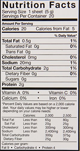 Yamamotoyama Sushi Party Soy Wrapper, Sesame, 20 Count, 3.5 Ounce Bag