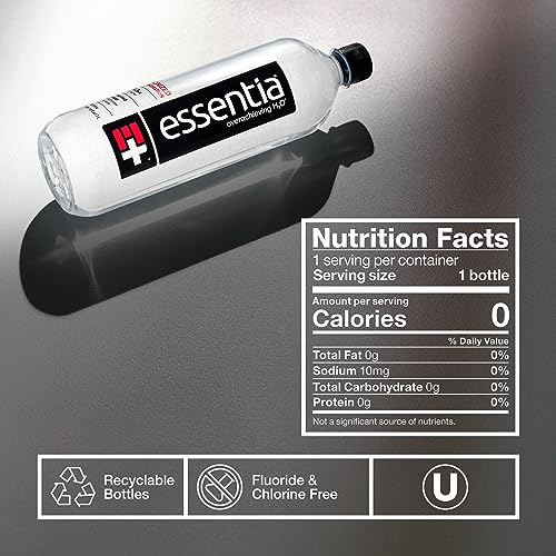 Essentia Water LLC, Ionized Alkaline Bottled Water; 99.9% Pure, Infused with Electrolytes, 9.5 pH or Higher a Clean, Smooth Tast