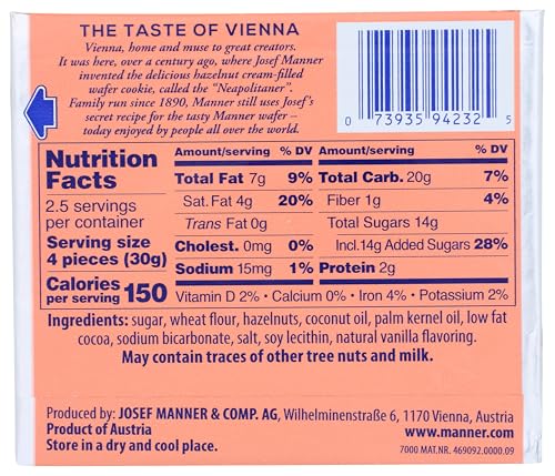 Manner - Wafer Hazelnut - Case Of 12-2.65 Oz