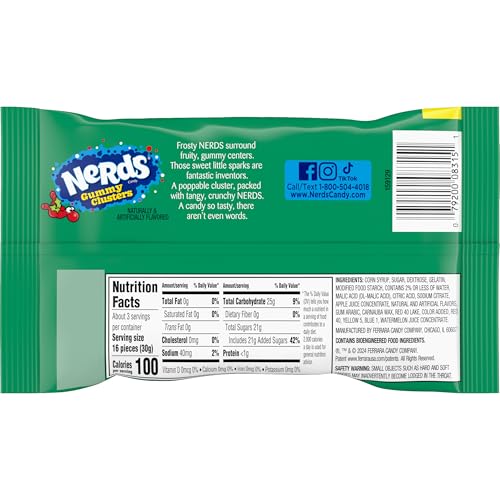 Nerds Frosty Gummy Clusters Share Pouch, Christmas Candy, Red and Green Gummy Candies, 3 oz