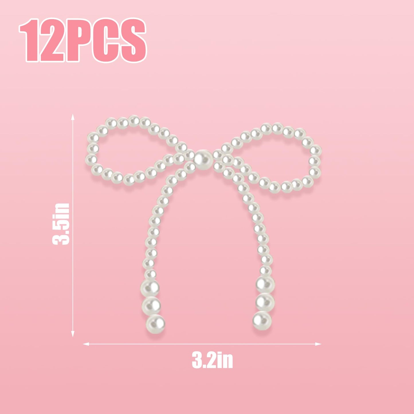 Solldgt 12Pcs Pearl Bow Cake Topper Set, White Bowknot Cupcake Toppers for Birthday, Wedding, Baby Shower Party Decorations