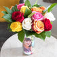 From You Flowers - One Dozen Rainbow Roses with Glass Vase | Fresh Flower Bouquets for Birthday  Anniversary  Get Well or Celebration